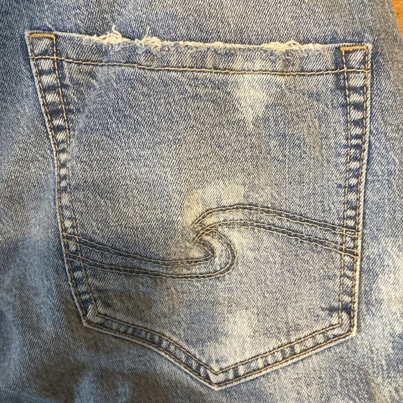 Silver Distressed Denim Shorts Jorts - Picture 4 of 5